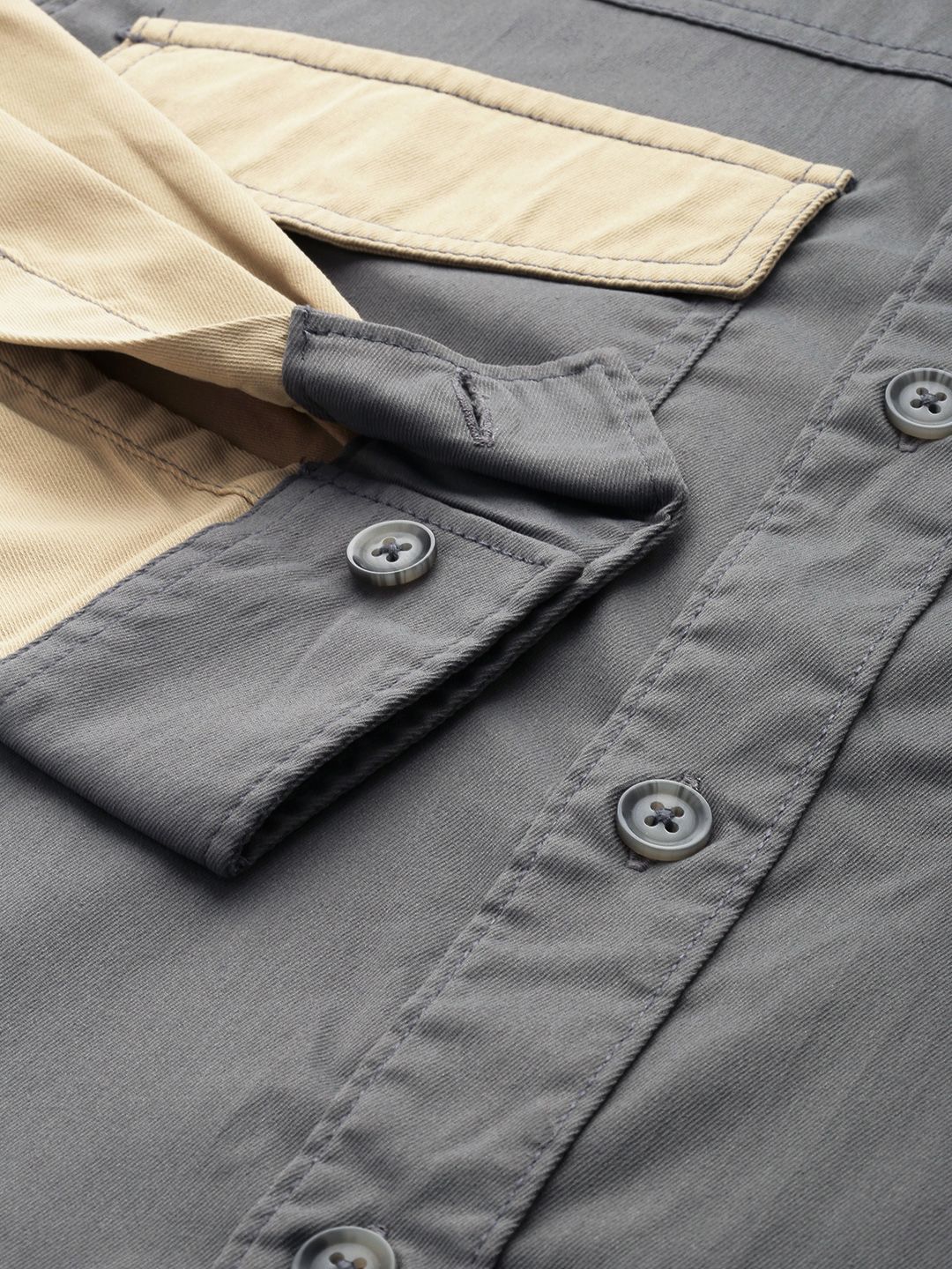 Men's Grey Regular Fit Solid Street Wear Shirt - Image 6