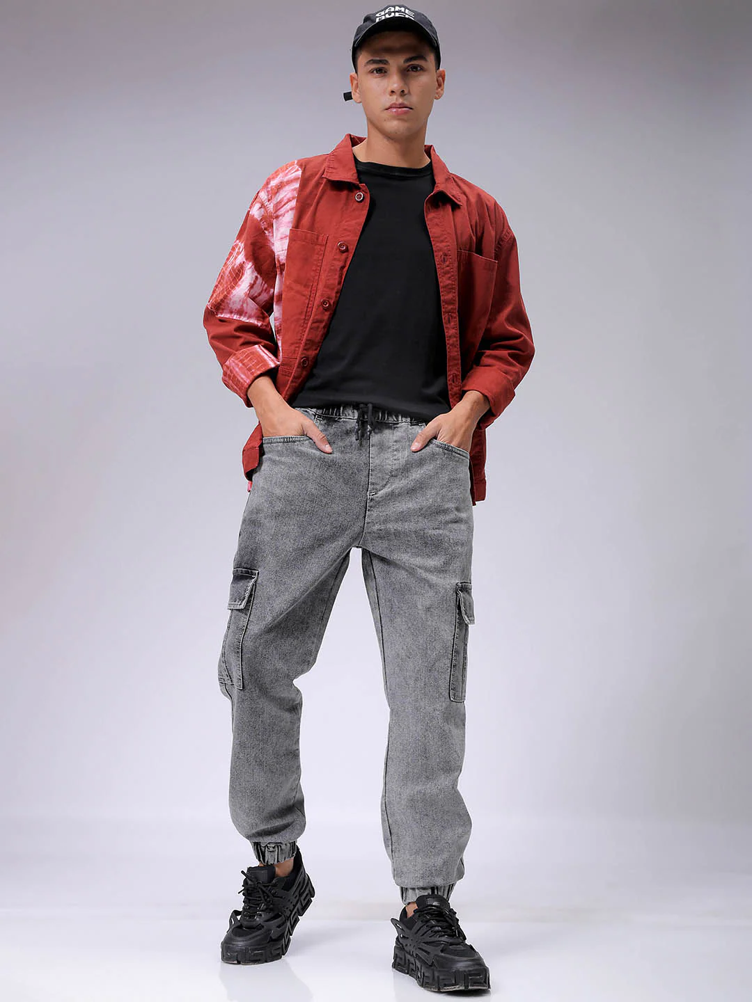 Men's Grey Regular Fit Solid Street Wear Jeans - Image 2