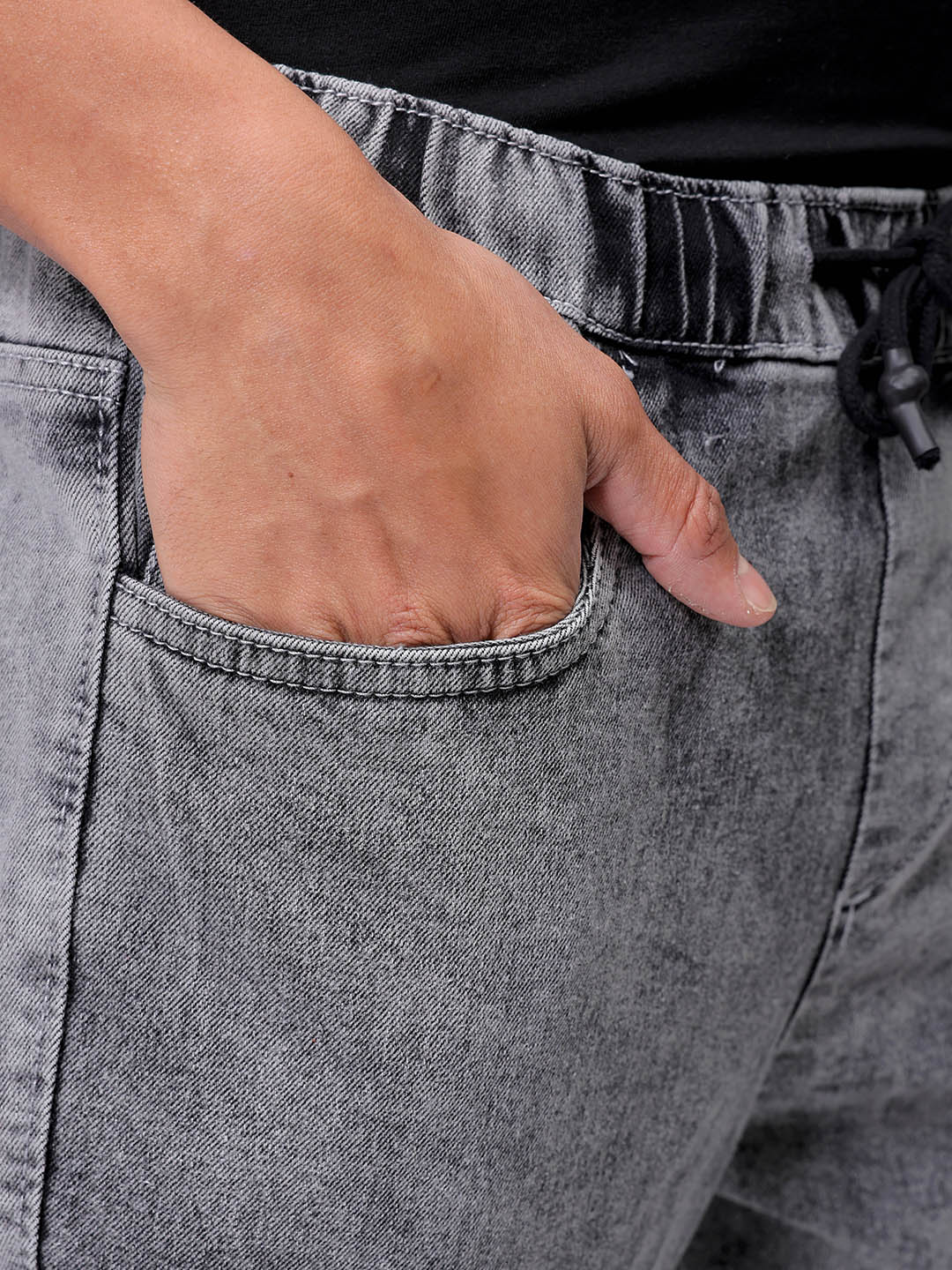 Men's Grey Regular Fit Solid Street Wear Jeans - Image 7