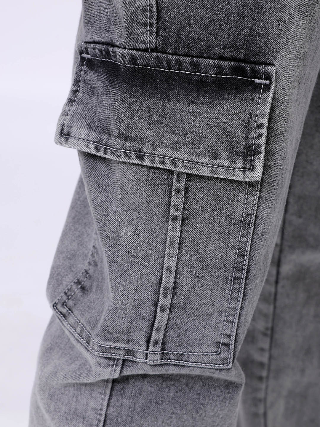 Men's Grey Regular Fit Solid Street Wear Jeans - Image 8