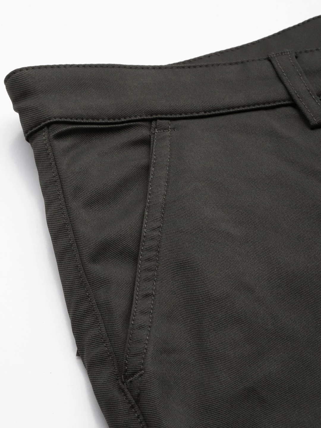 Men's Dark Grey Regular Fit Solid Casual Trouser - Image 6