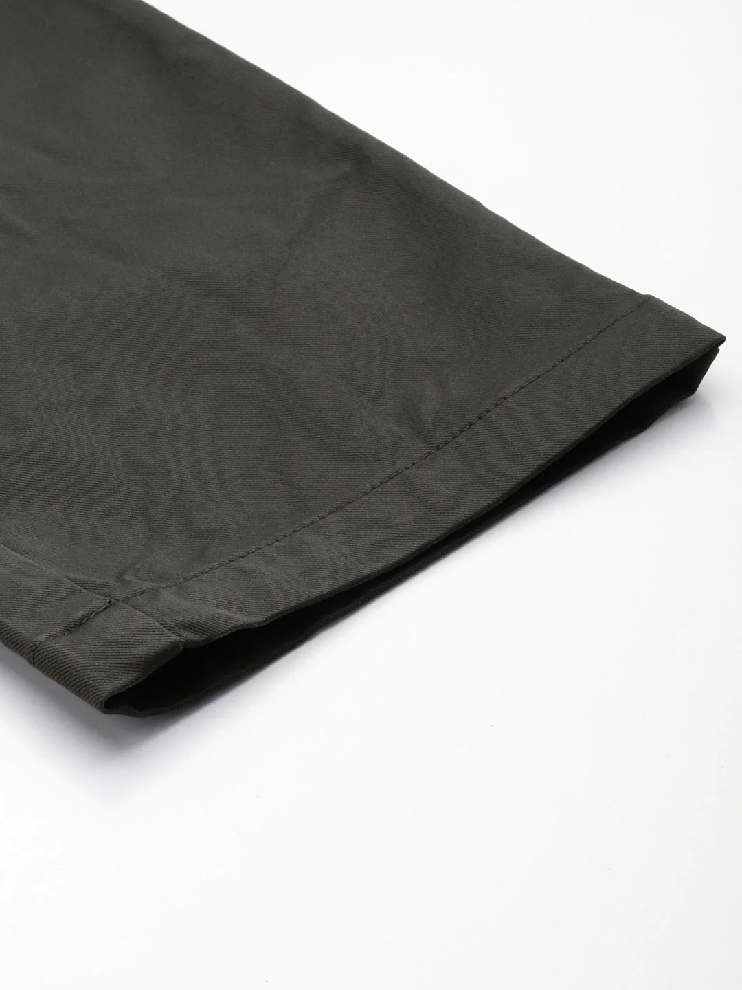 Men's Dark Grey Regular Fit Solid Casual Trouser - Image 7
