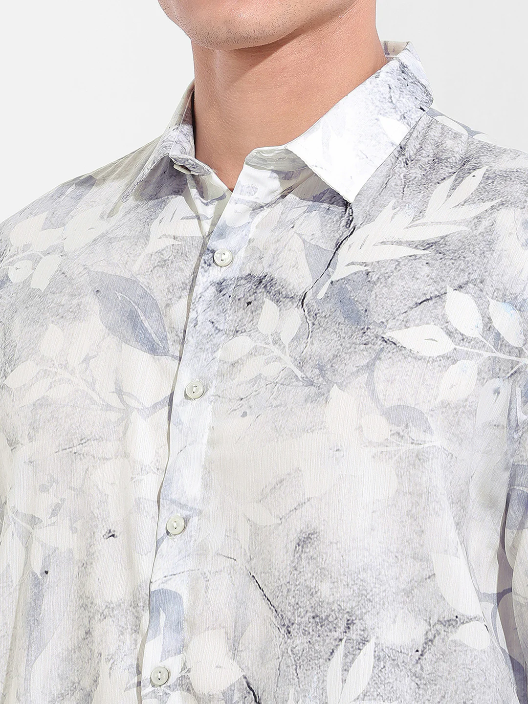 Men's Grey Relaxed Fit Printed Casual Shirt - Image 7