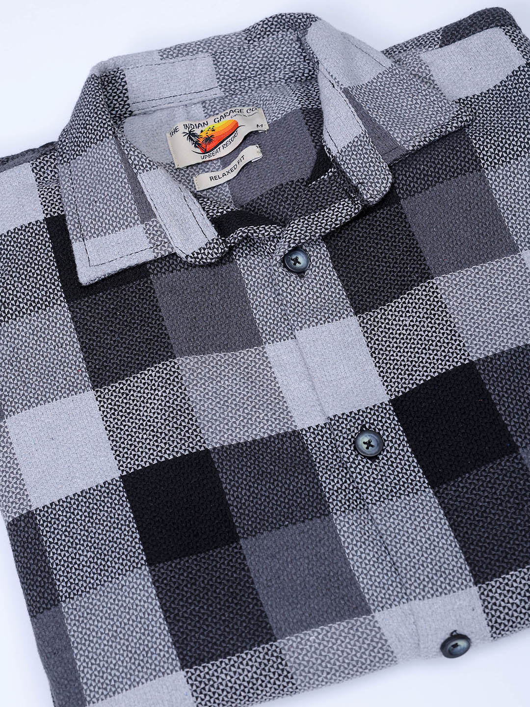 Men's Grey Relaxed Fit Checkered Casual Shirt - Image 8