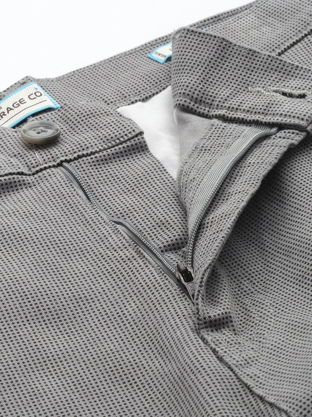 Men's Grey Relaxed Fit Geometric Print Utility Cargo - Image 7