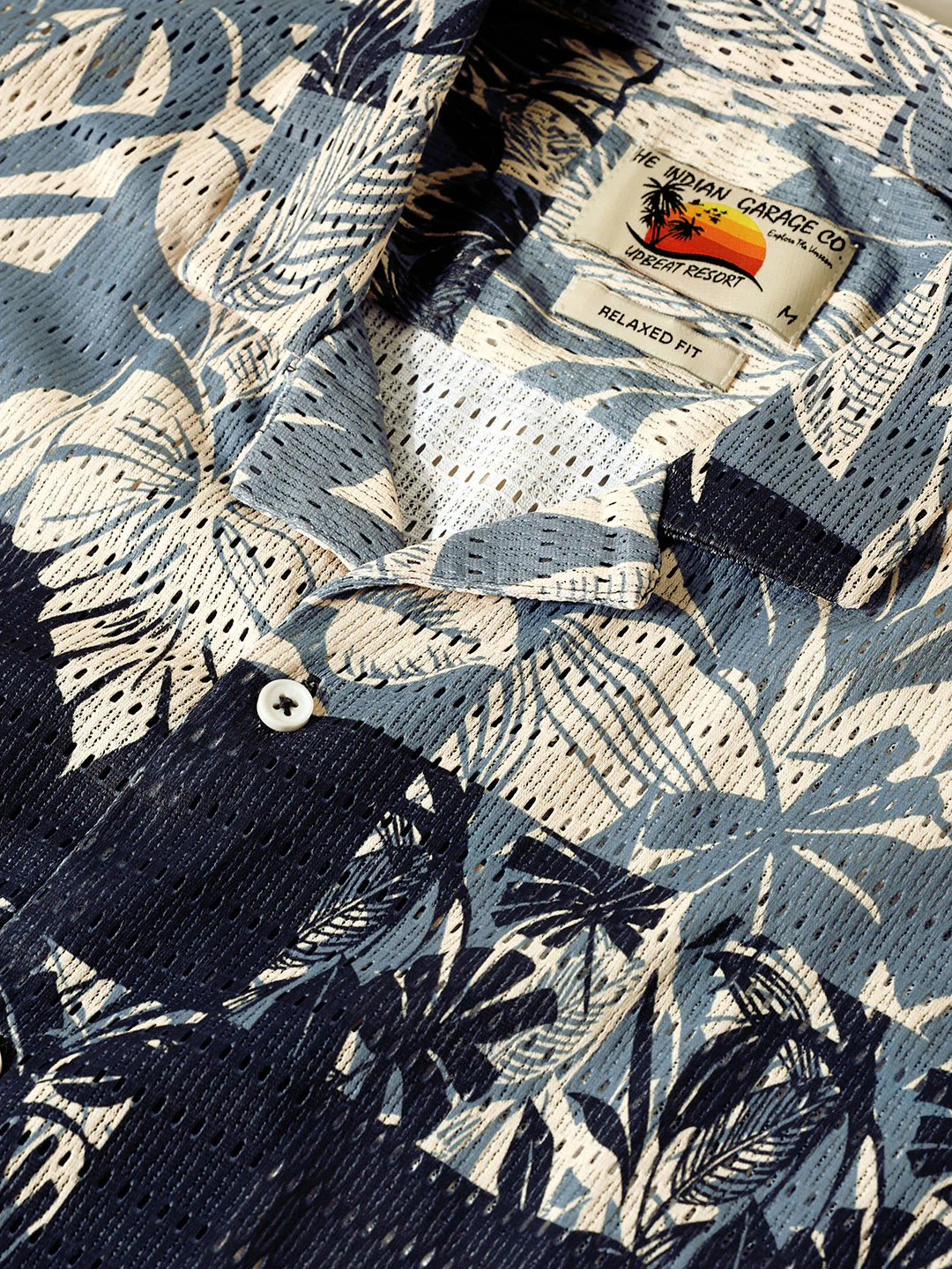 Men's Grey Relaxed Fit Printed Resort Shirt - Image 6