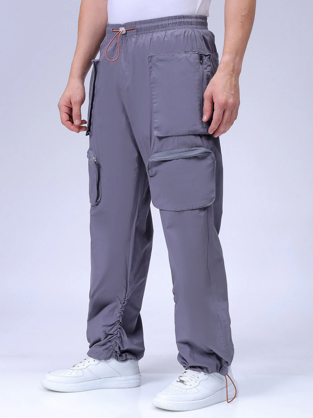 Men's Steel grey Relaxed Fit Solid Utility Jogger - Image 3