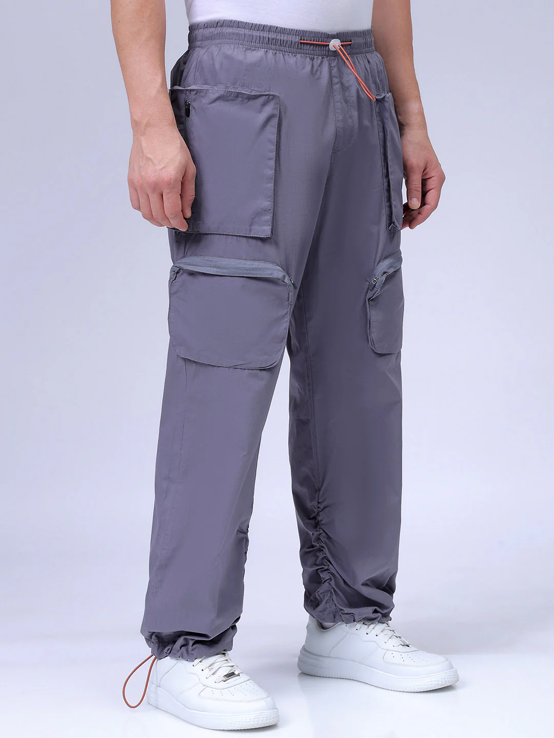 Men's Steel grey Relaxed Fit Solid Utility Jogger - Image 4
