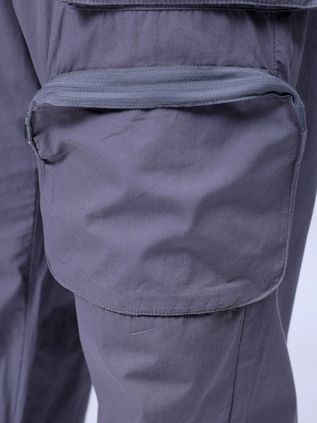 Men's Steel grey Relaxed Fit Solid Utility Jogger - Image 8