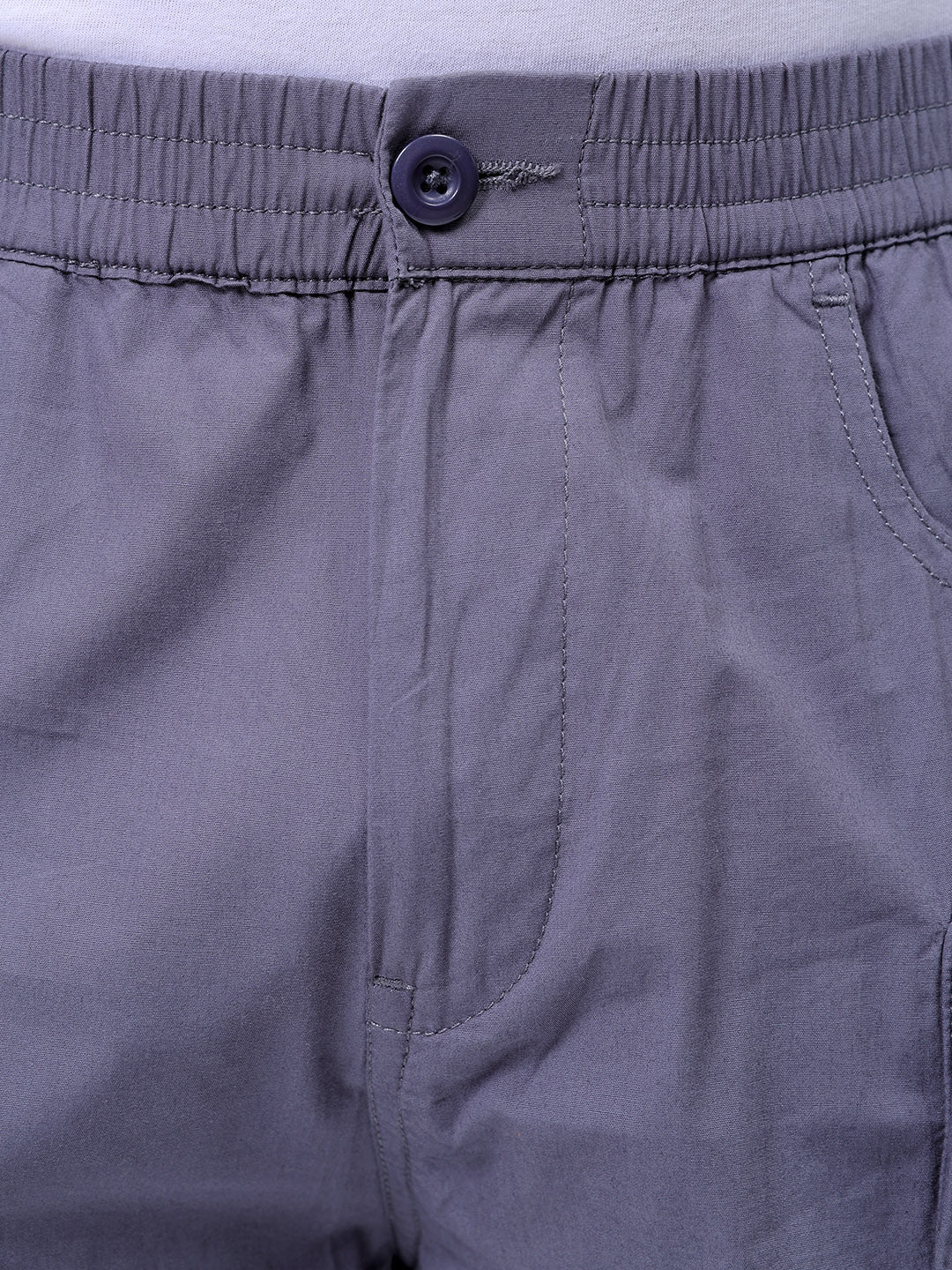 Men's Steel grey Relaxed Fit Solid Utility Shorts - Image 6