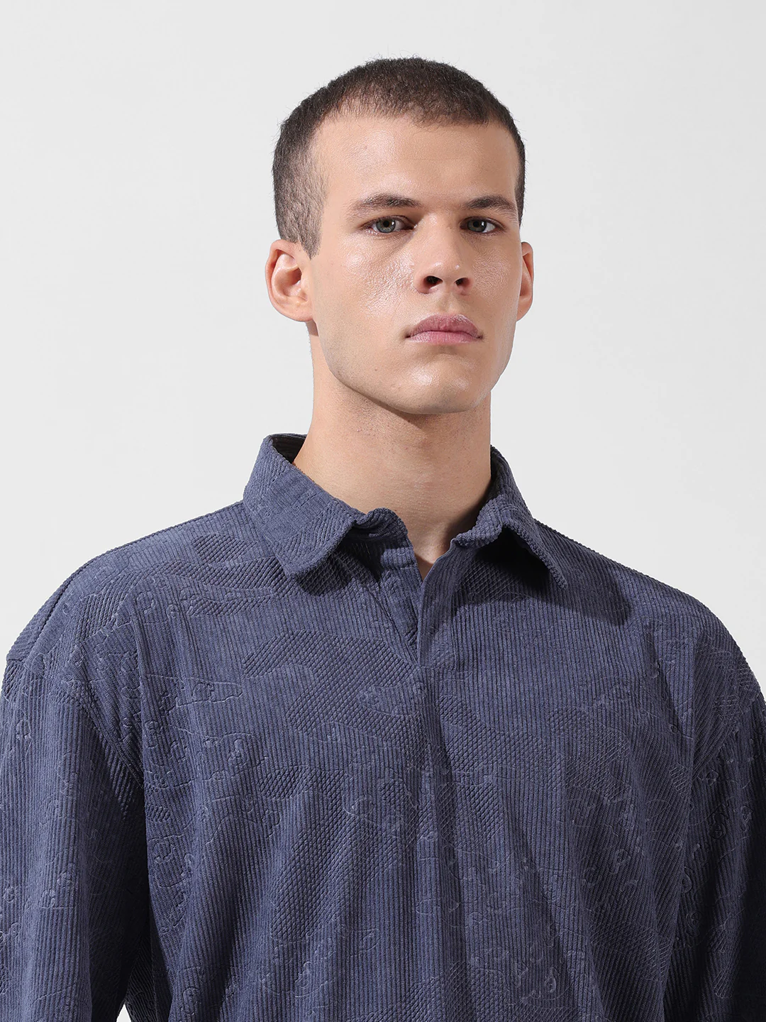 Men's Navy Blue Relaxed Fit Textured Street Coordinates - Image 6