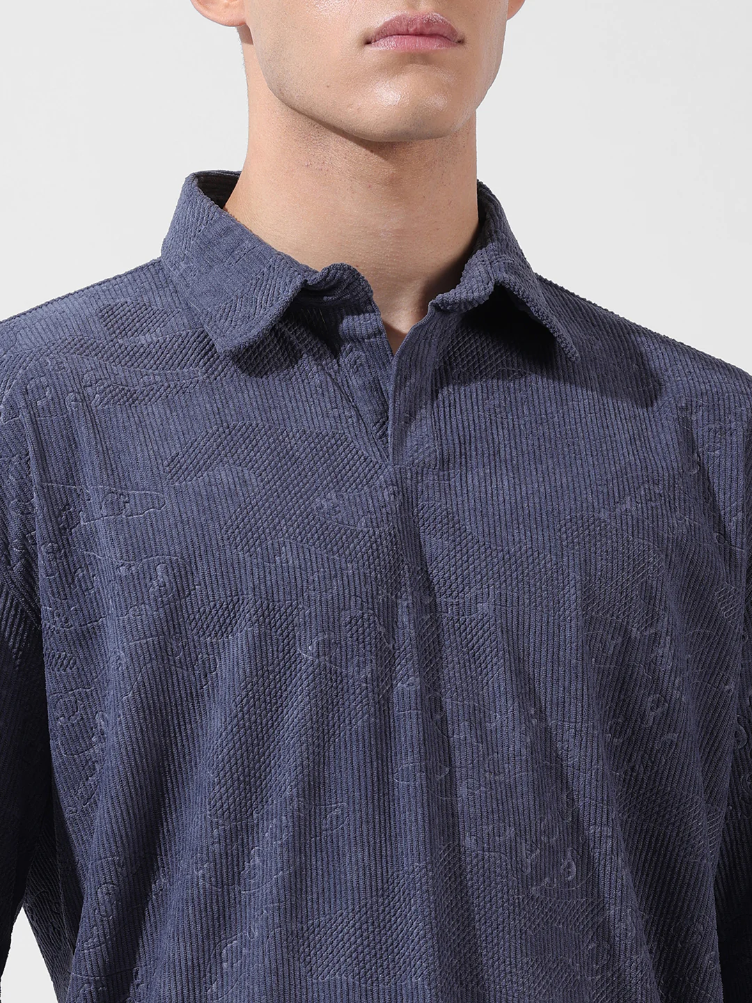 Men's Navy Blue Relaxed Fit Textured Street Coordinates - Image 7