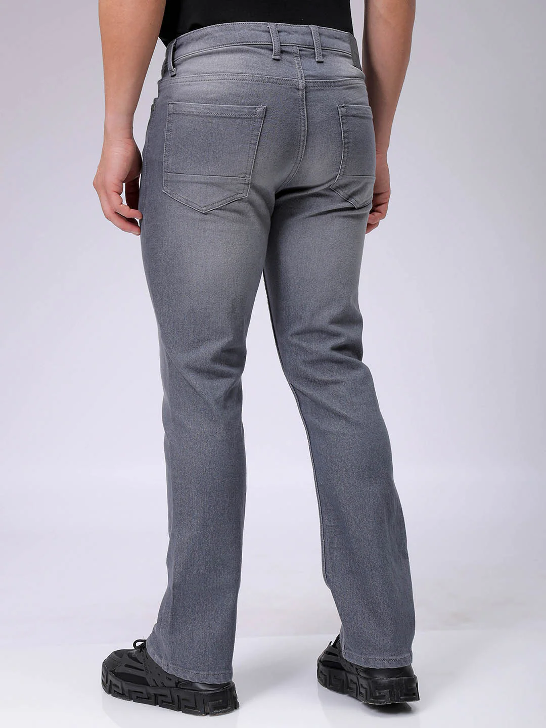 Men's Grey Slim Fit Solid Casual Jeans - Image 5