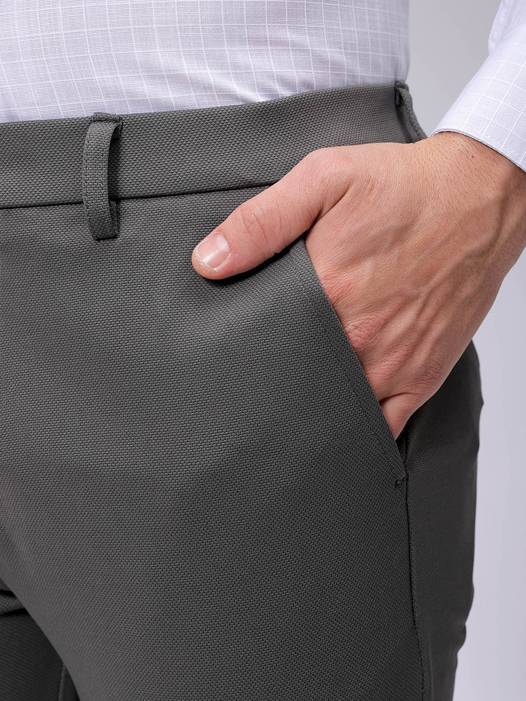 Men's Vetiver Slim Fit Textured Formal Trouser - Image 7