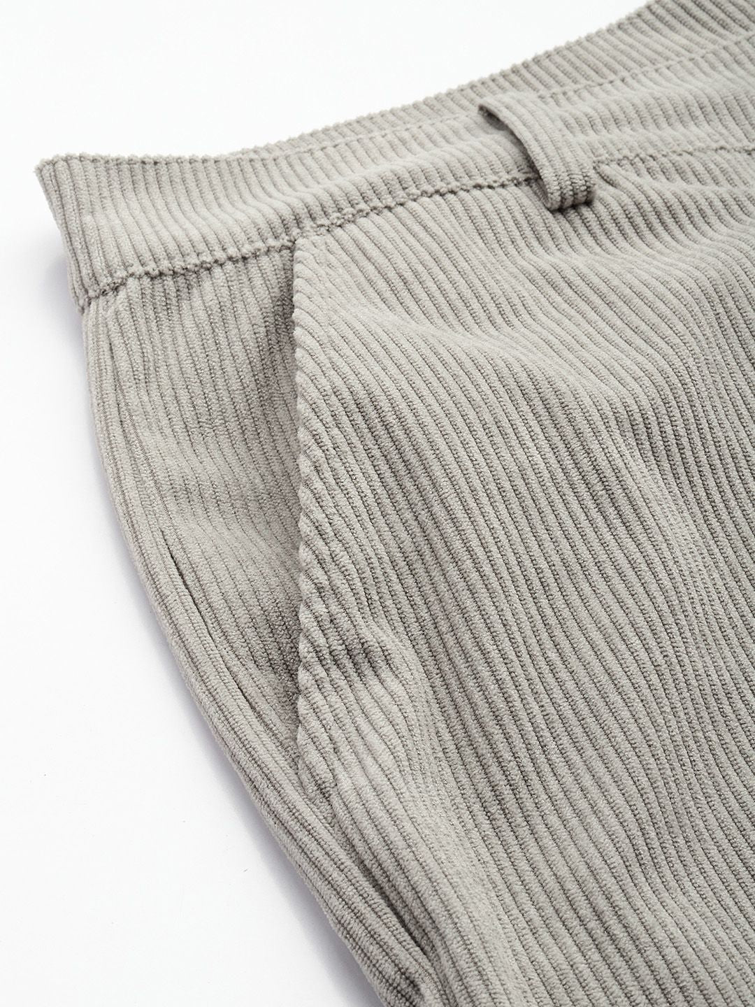 Men's Light Grey Regular Fit Textured Casual Trouser - Image 5