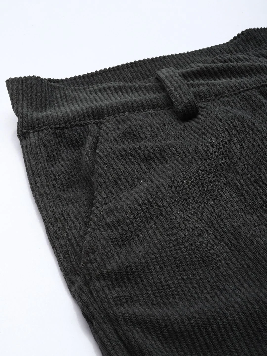 Men's Dark Grey Regular Fit Textured Casual Trouser - Image 5
