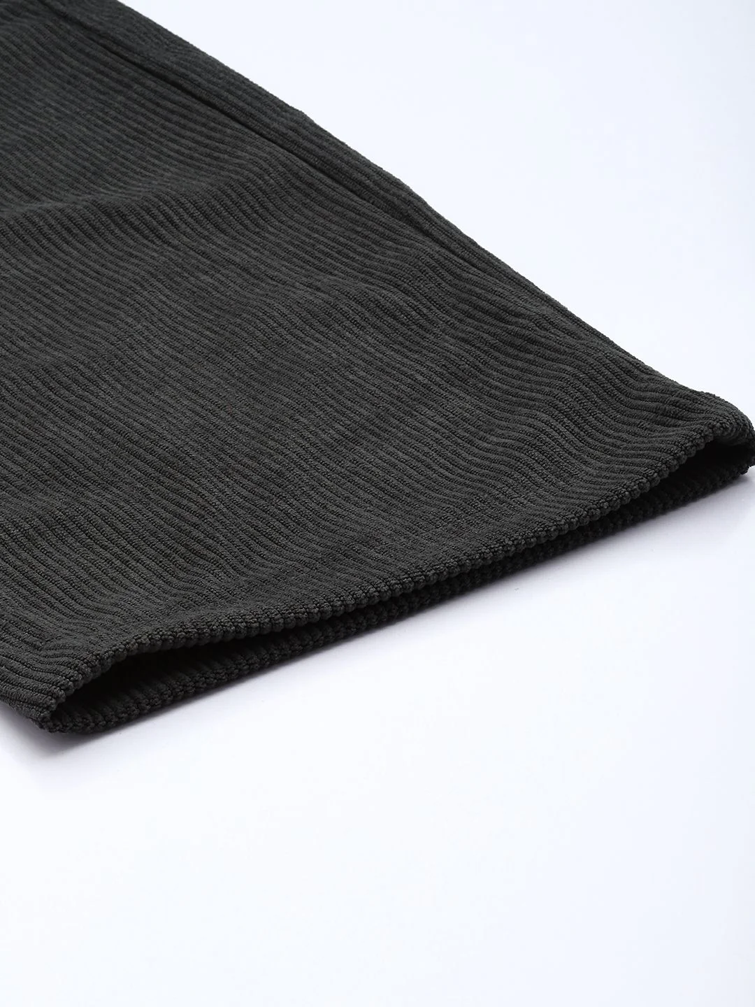 Men's Dark Grey Regular Fit Textured Casual Trouser - Image 6