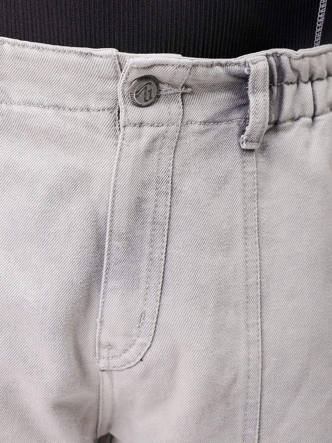 Men's Light Grey Wide Leg Fit Solid Utility Jeans - Image 7