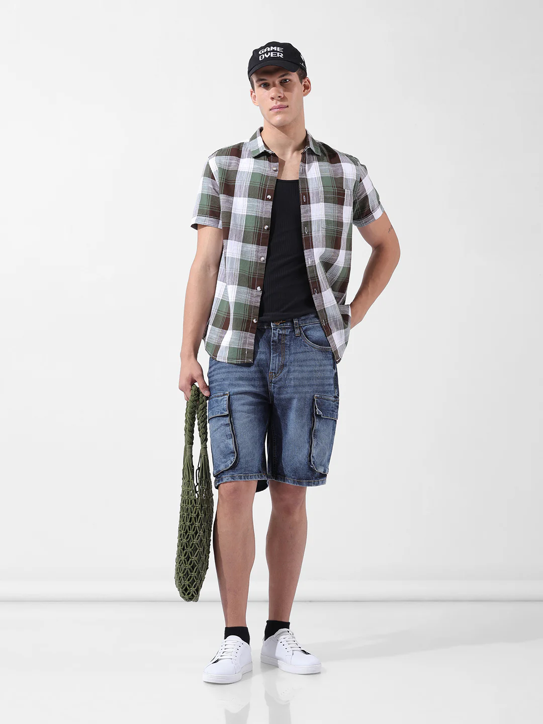 Men's Green Slim Fit Checked Casual Shirt - Image 8