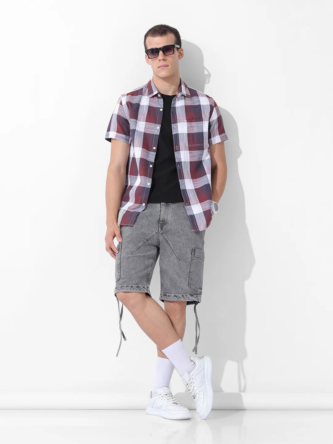 Men's Maroon Slim Fit Checked Casual Shirt - Image 8