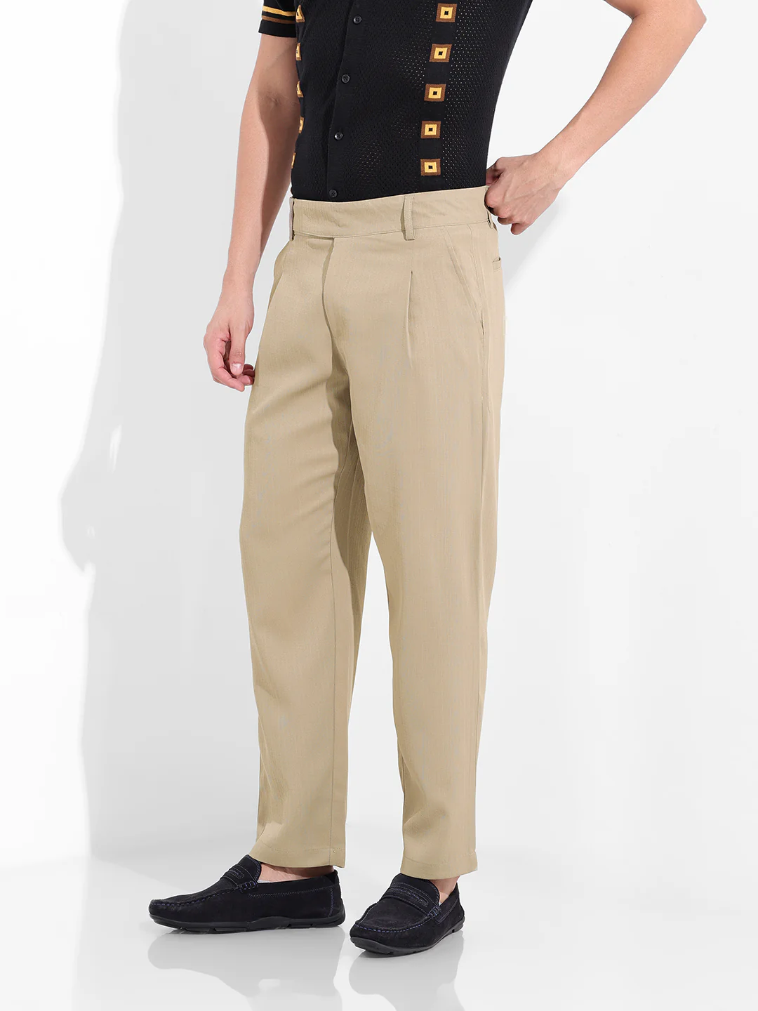 Men's Elmwood Regular Fit Solid Casual Trouser - Image 2