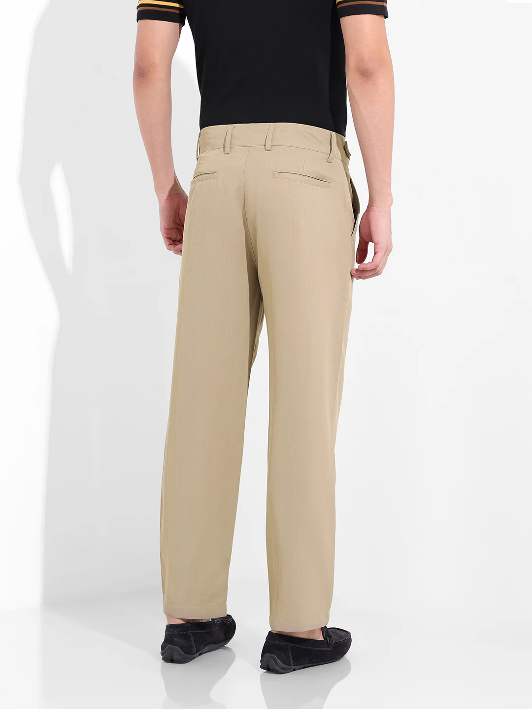 Men's Elmwood Regular Fit Solid Casual Trouser - Image 3