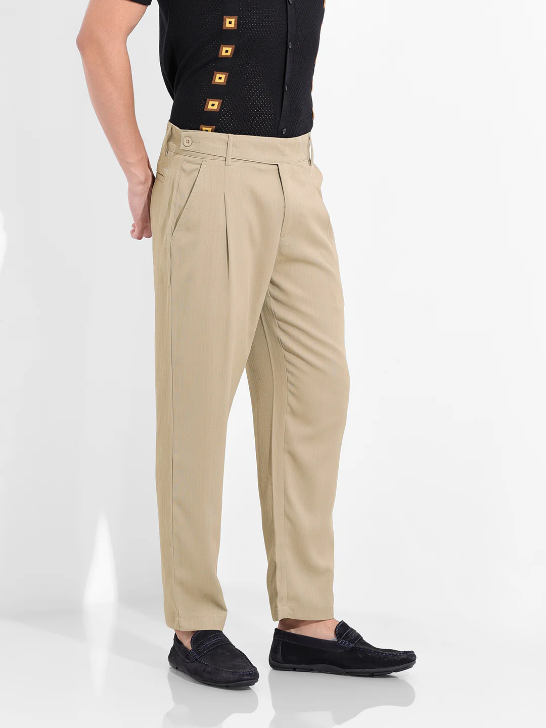 Men's Elmwood Regular Fit Solid Casual Trouser - Image 4