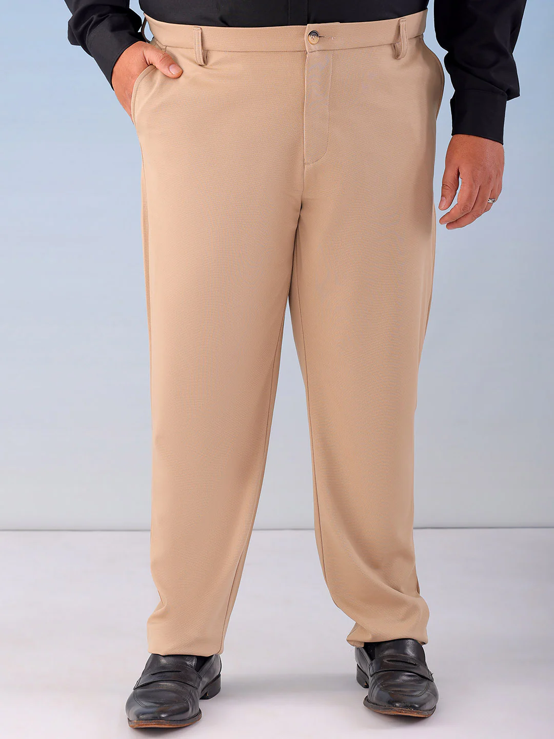 Men's Plus Size Khaki Regular Fit Solid Chinos - Image 2
