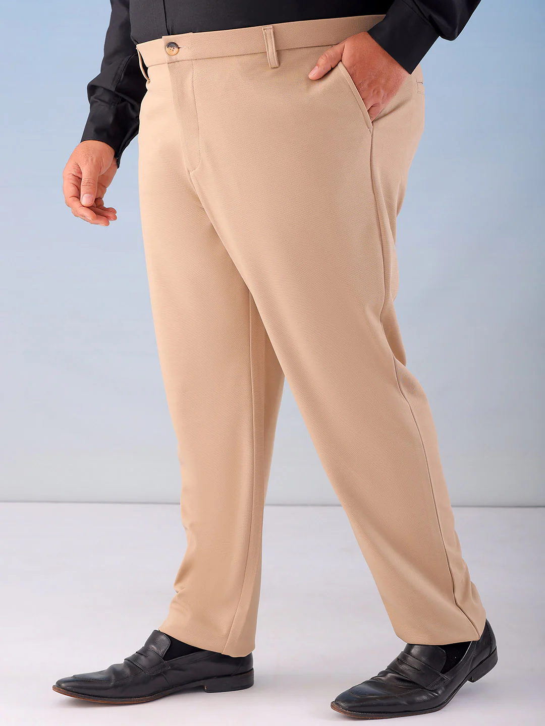 Men's Plus Size Khaki Regular Fit Solid Chinos - Image 4