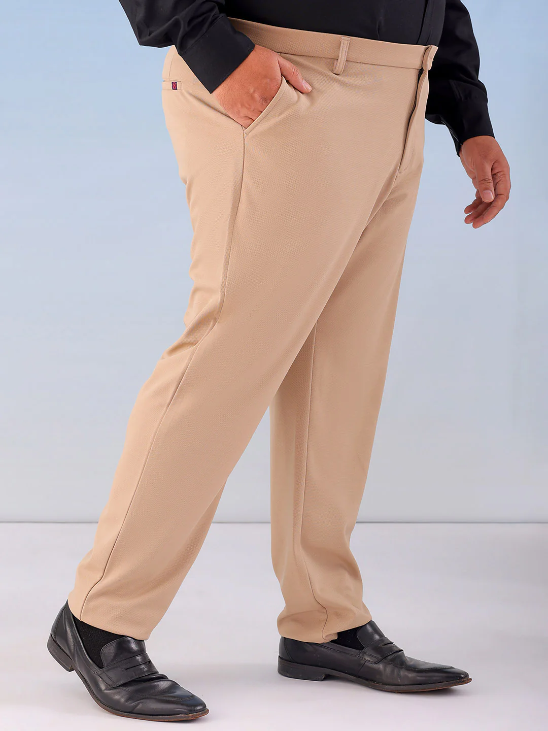 Men's Plus Size Khaki Regular Fit Solid Chinos - Image 5