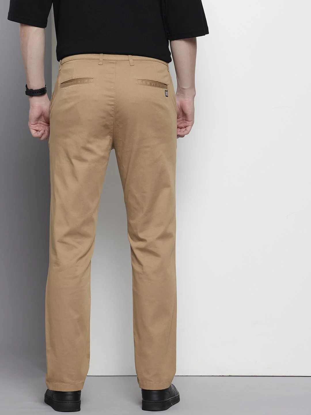 Men's Khaki Regular Fit Solid Casual Chinos - Image 4