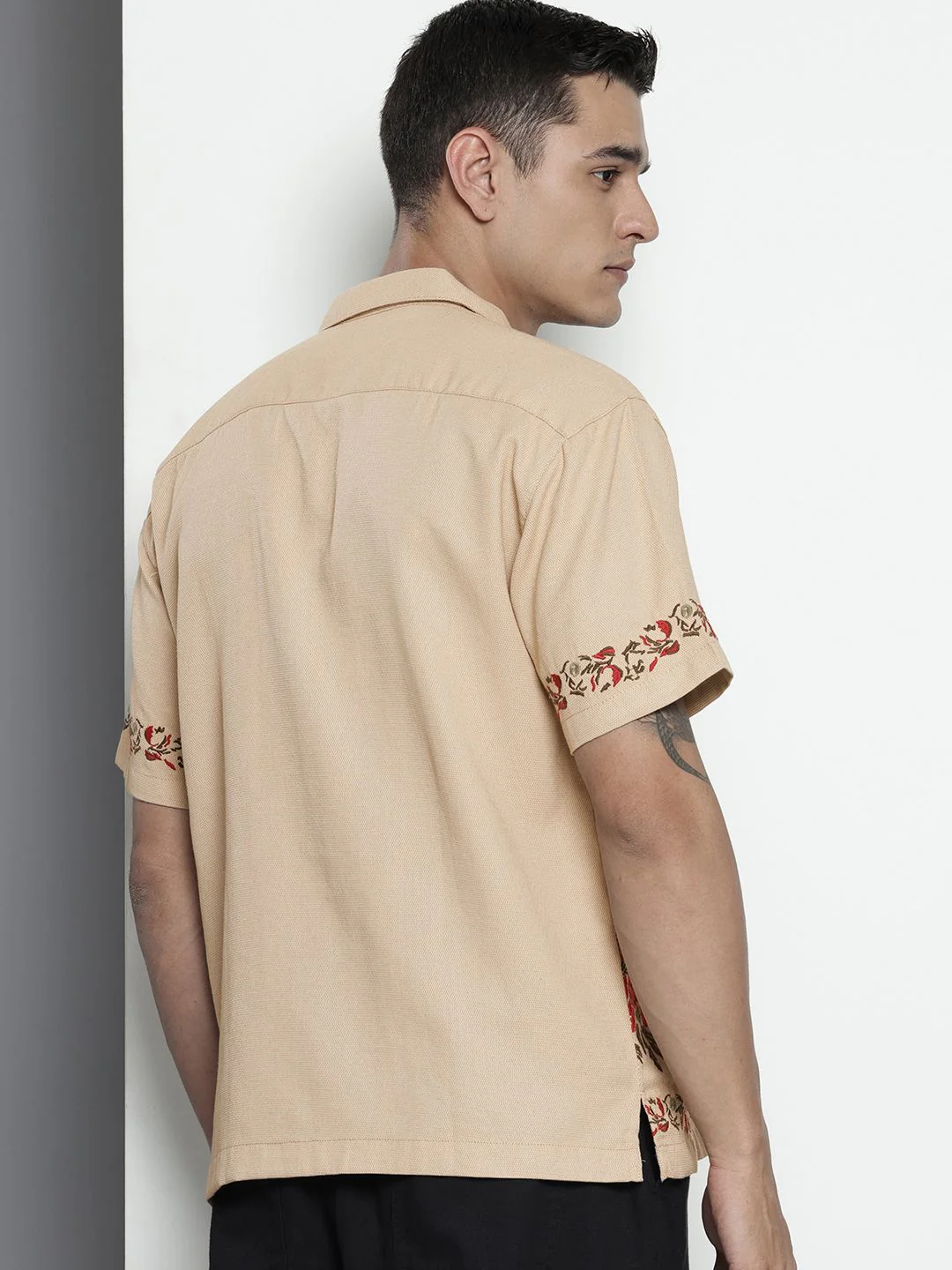 Men's Oat Milk Relaxed Fit  Embroidered Shirt - Image 3