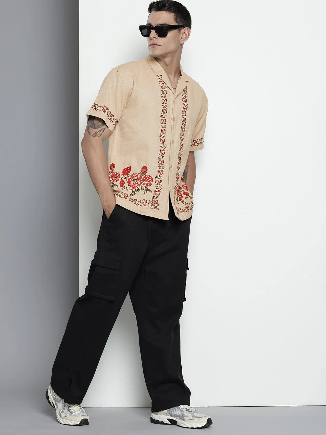 Men's Oat Milk Relaxed Fit  Embroidered Shirt - Image 4