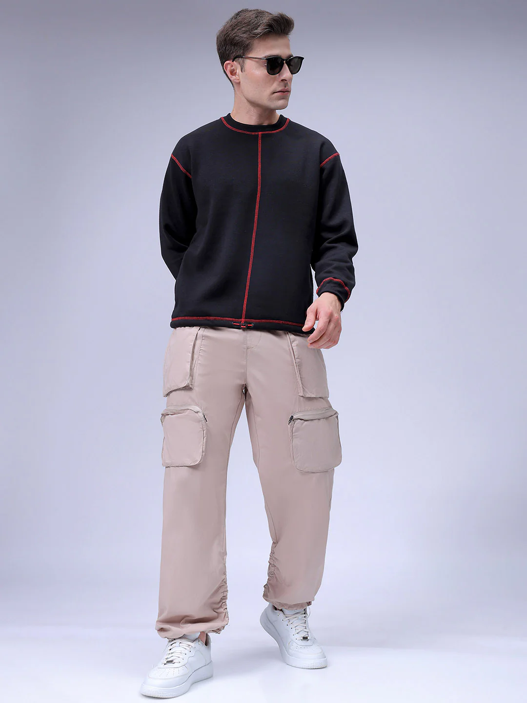 Men's Oat Milk Relaxed Fit Solid Utility Jogger - Image 2