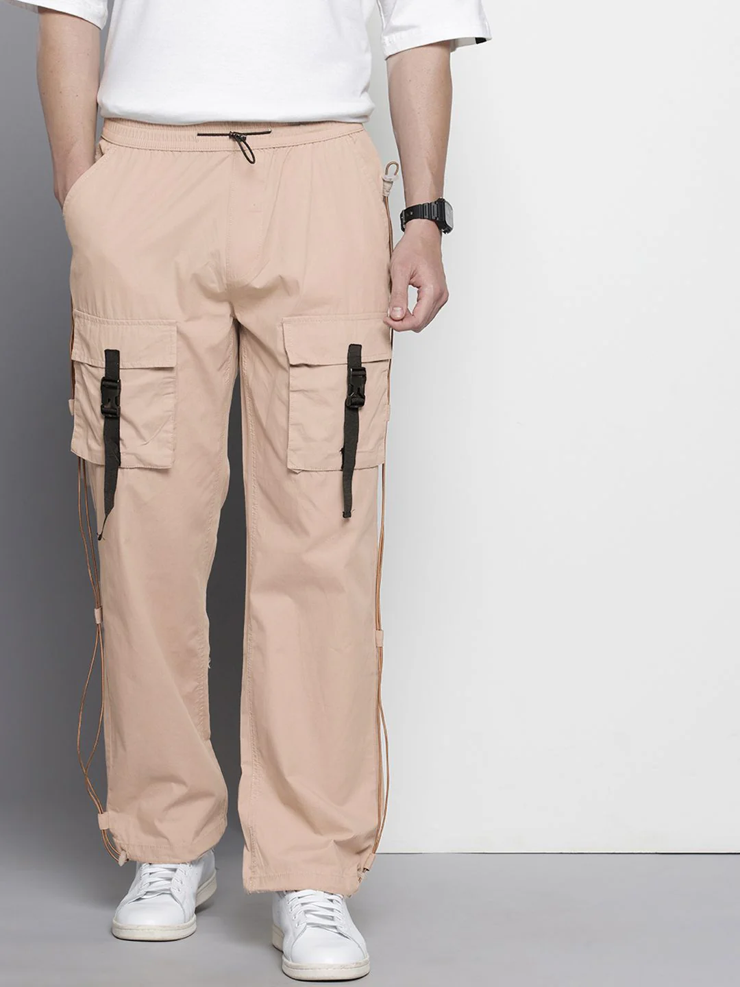 Men's Oat Milk Relaxed Fit Solid Utility Jogger - Image 2