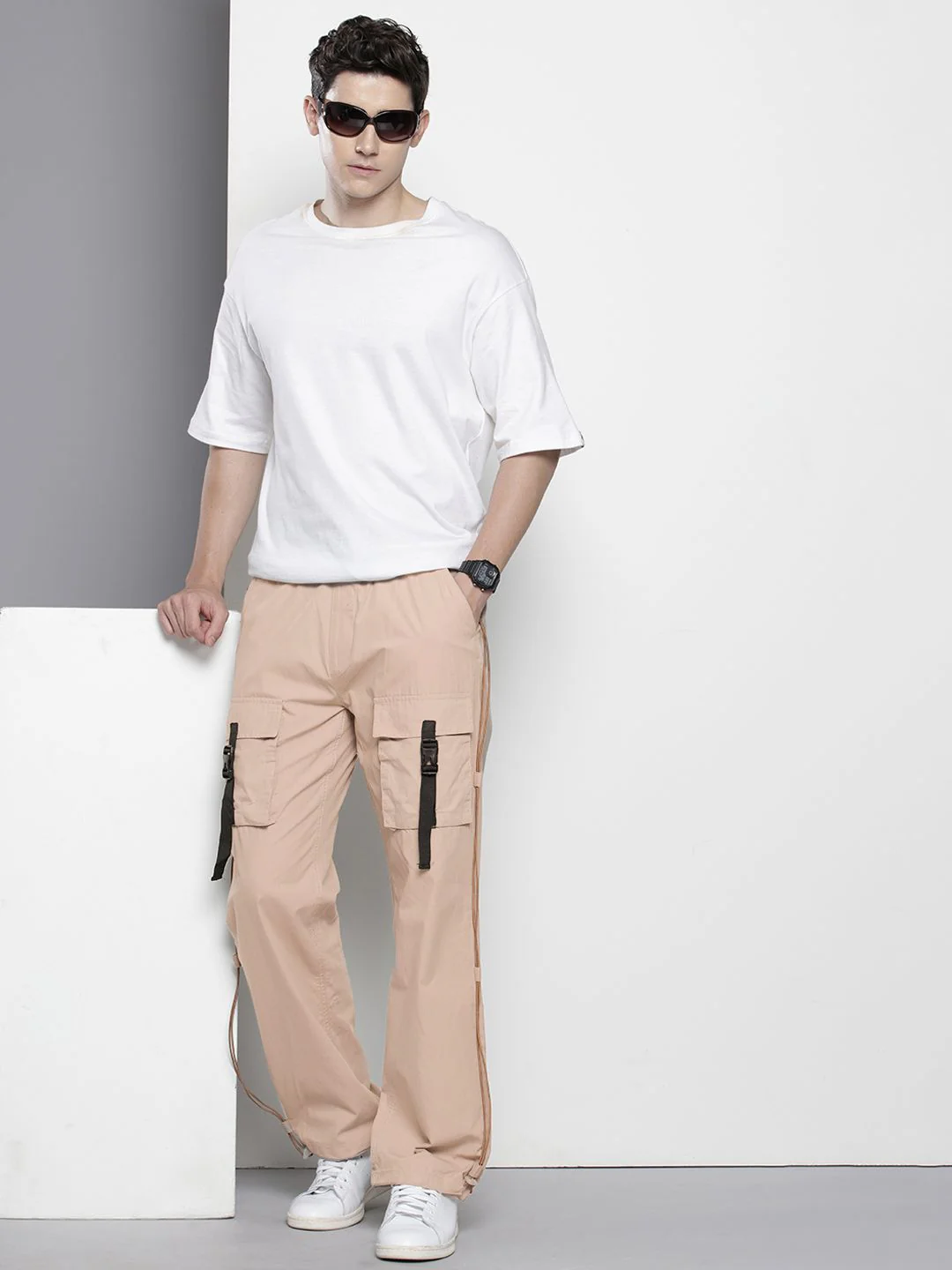Men's Oat Milk Relaxed Fit Solid Utility Jogger - Image 4