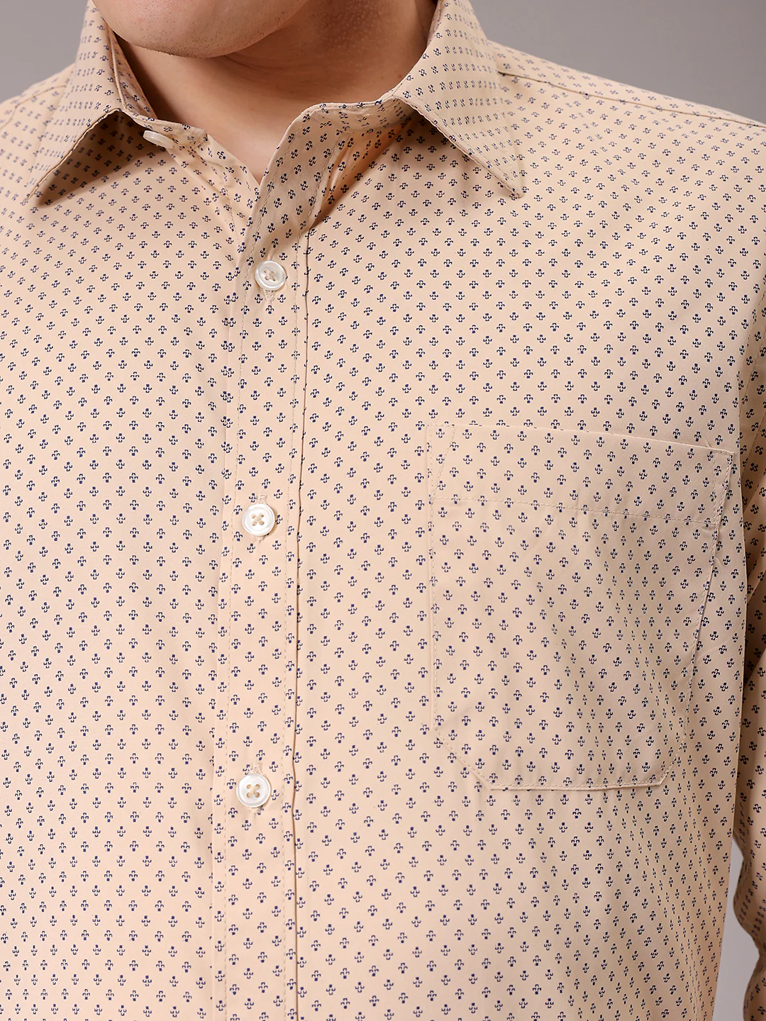 Men's Khaki Slim Fit Ditsy Formal Shirt - Image 6