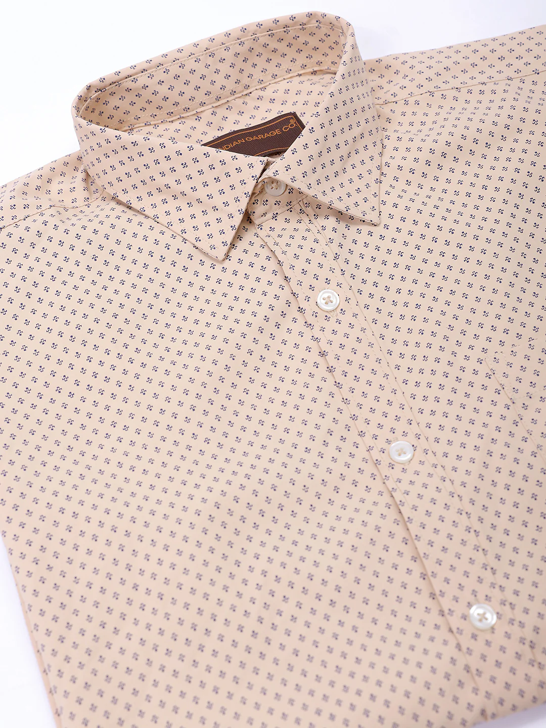 Men's Khaki Slim Fit Ditsy Formal Shirt - Image 8