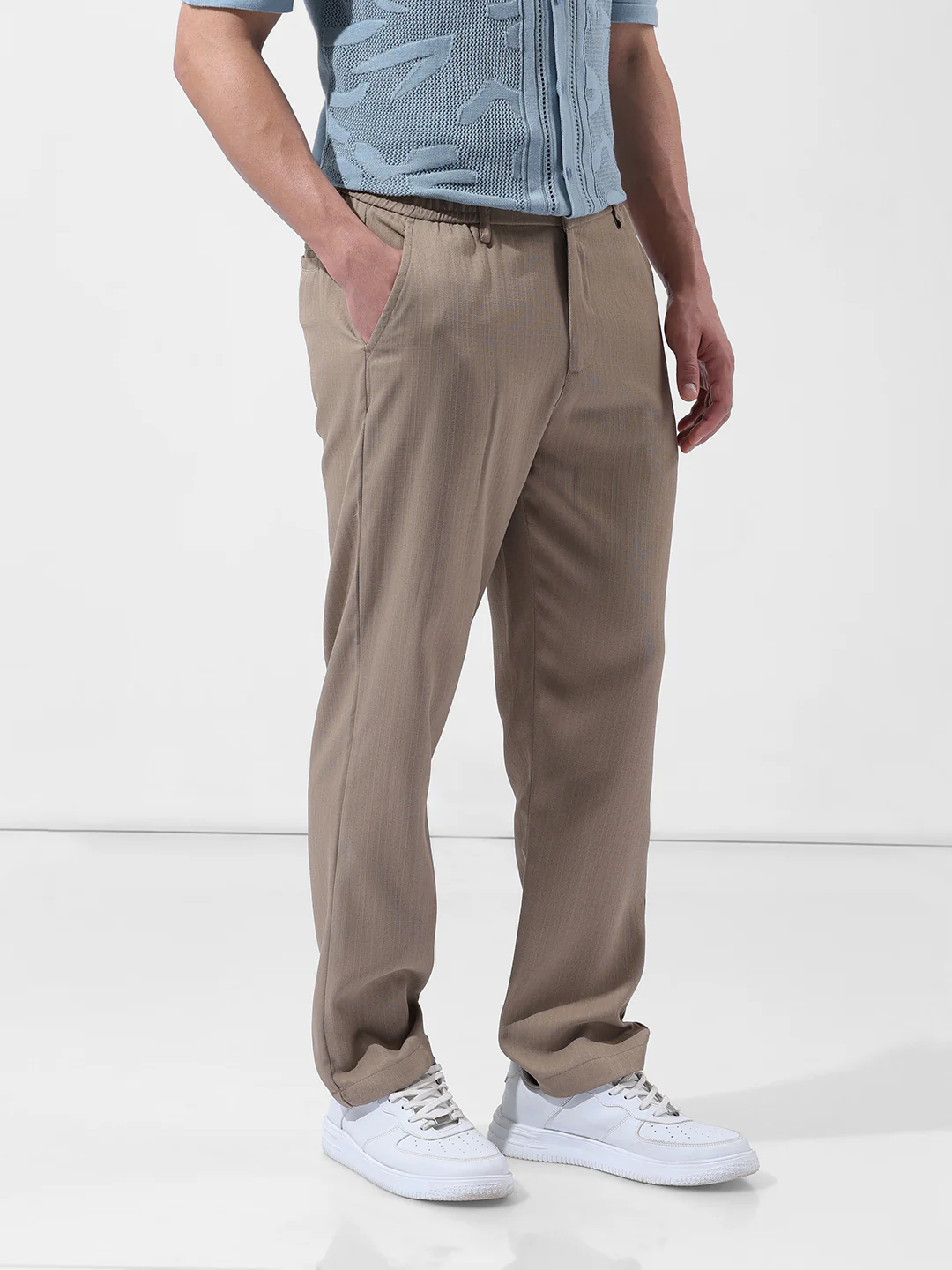 Men's Elmwood Regular Fit Solid Casual Trouser - Image 3