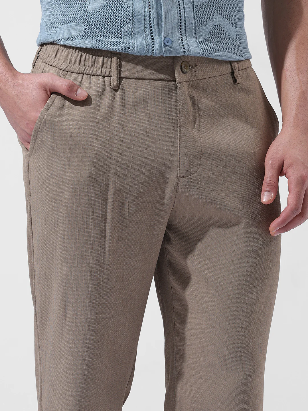 Men's Elmwood Regular Fit Solid Casual Trouser - Image 4