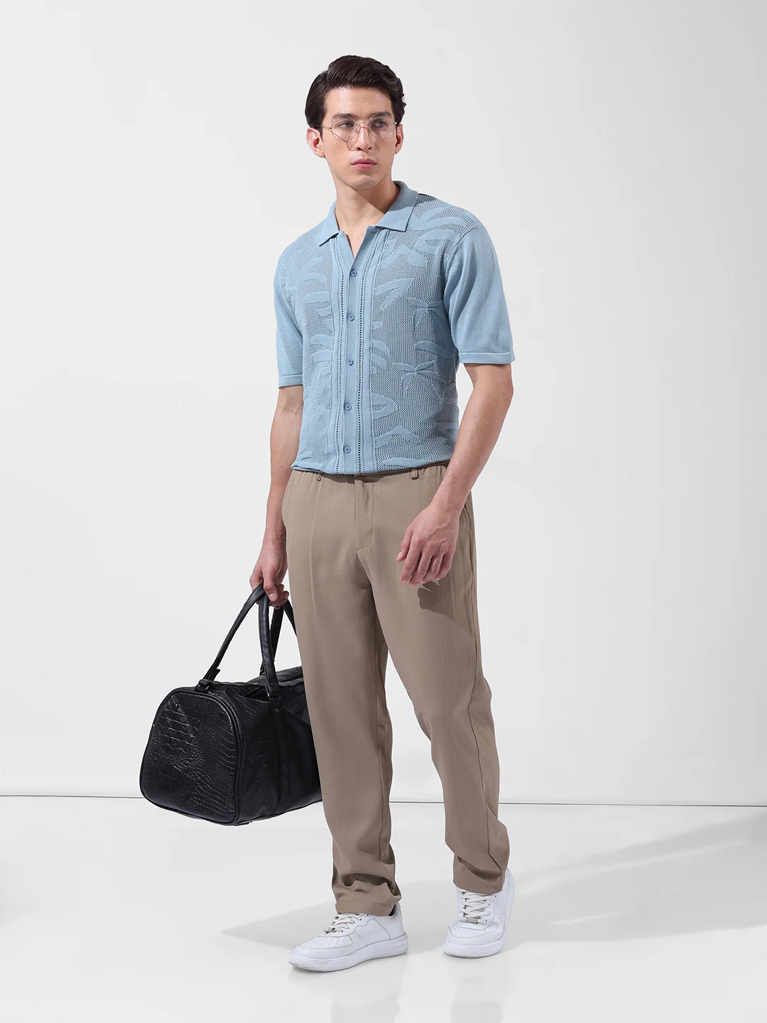 Men's Elmwood Regular Fit Solid Casual Trouser - Image 5