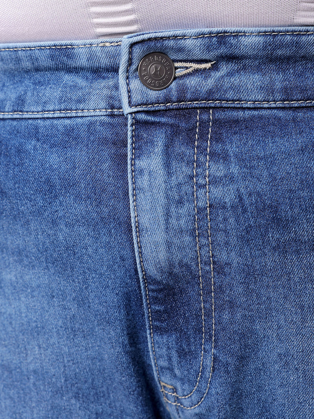 Men's Khaki Straight Fit Solid Stretchable Plus Size Jeans - Image 6