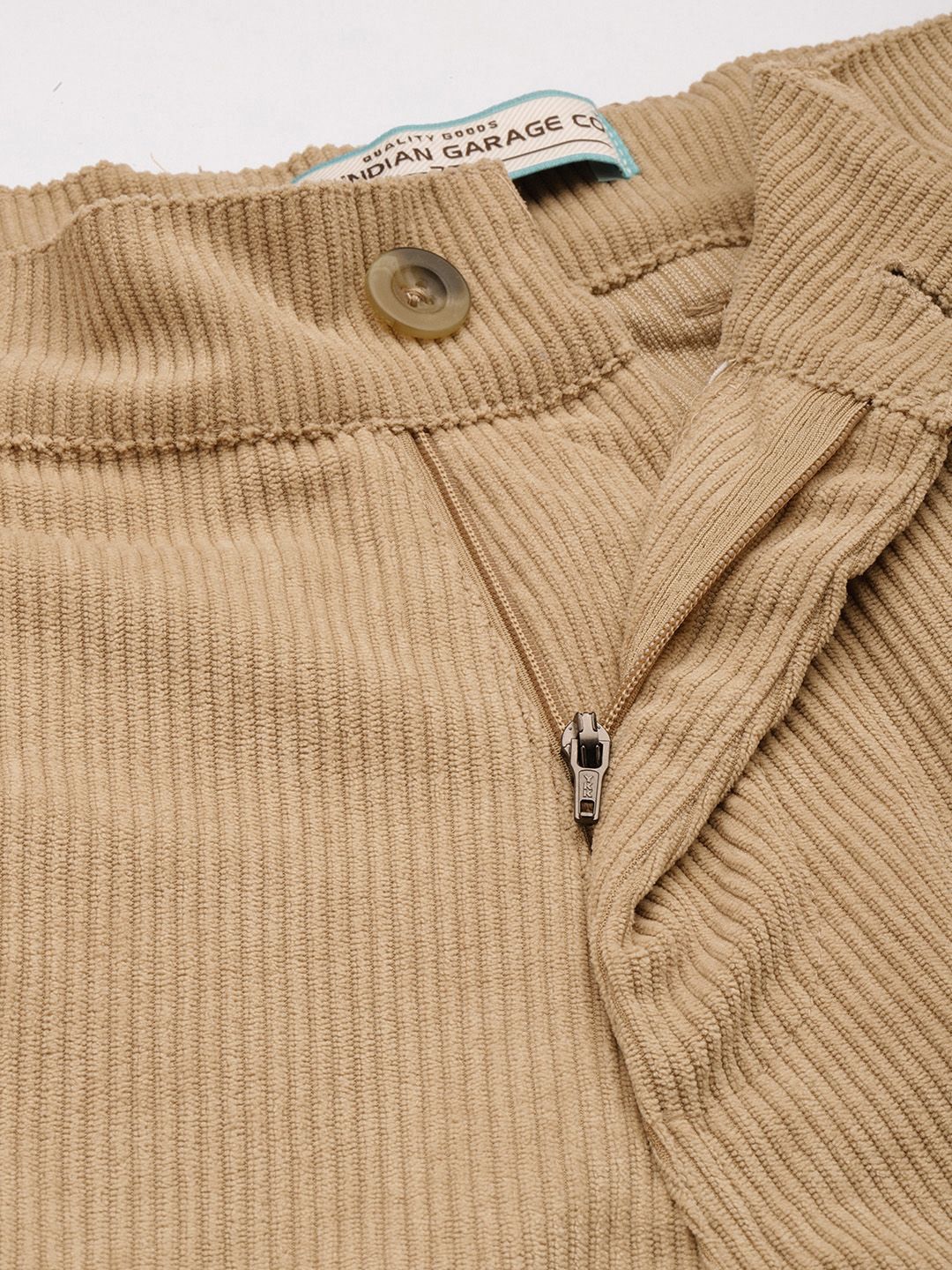Men's Light Khaki Regular Fit Textured Casual Trouser - Image 7