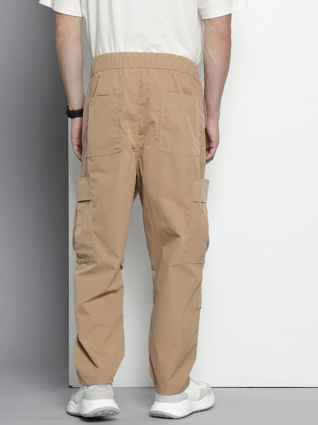 Men's Khaki Loose Fit Textured Utility Cargo - Image 4