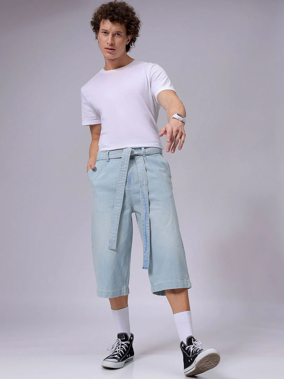 Men's Vintage Blue Loose Fit Solid Casual Jeans - Image 4