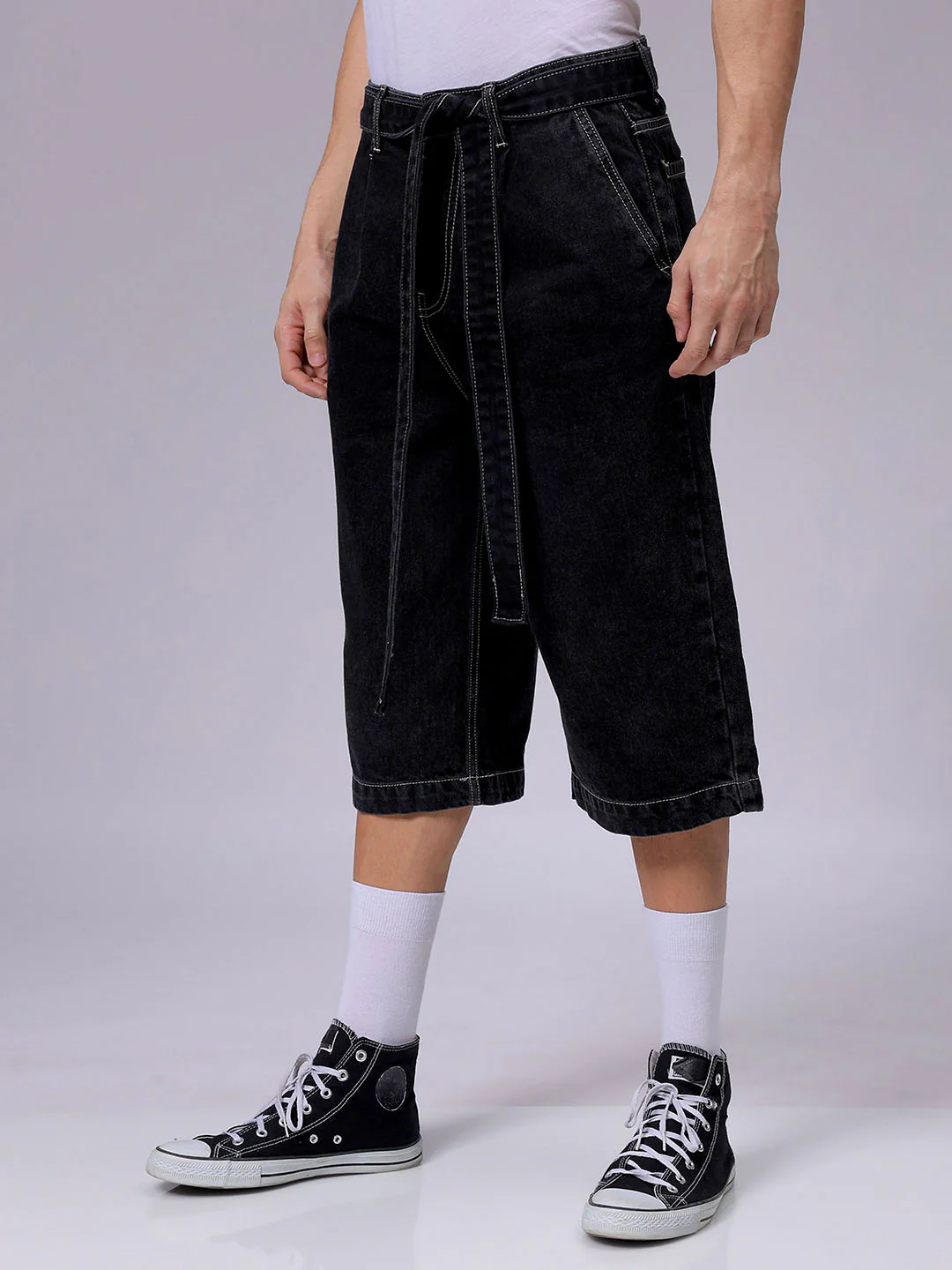 Men's Black Loose Fit Solid Casual Jeans - Image 2