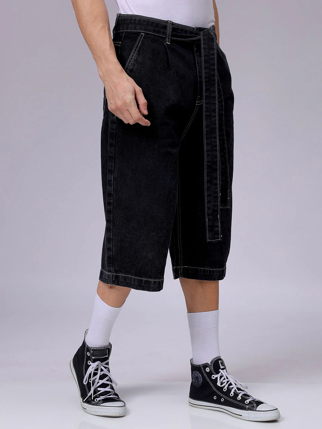 Men's Black Loose Fit Solid Casual Jeans - Image 3