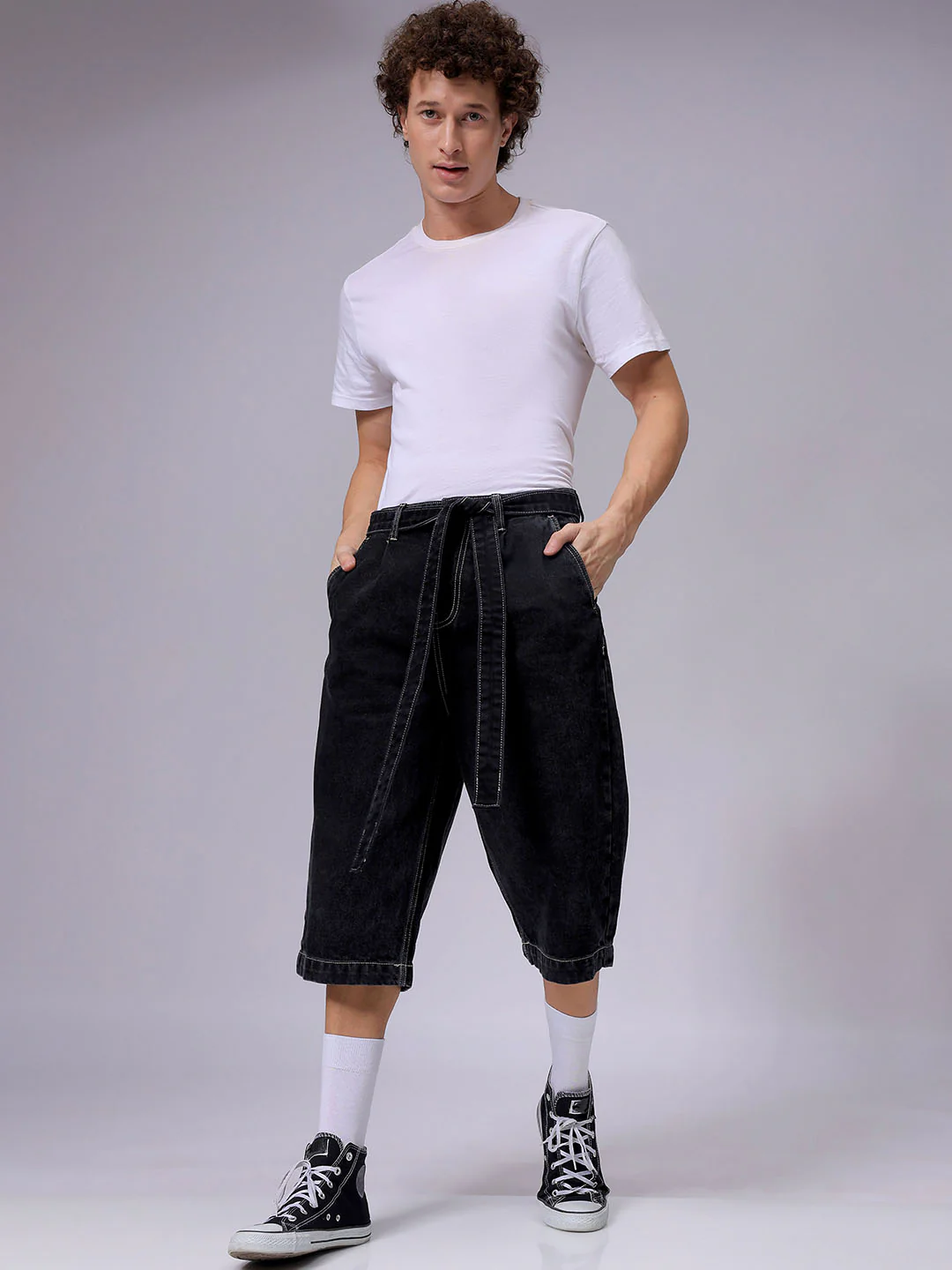 Men's Black Loose Fit Solid Casual Jeans - Image 4
