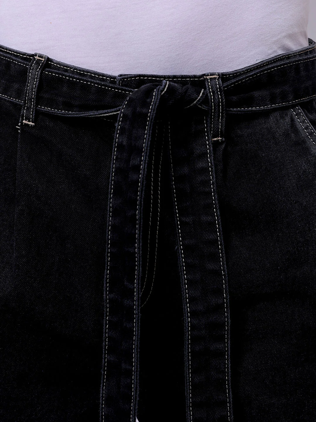 Men's Black Loose Fit Solid Casual Jeans - Image 6