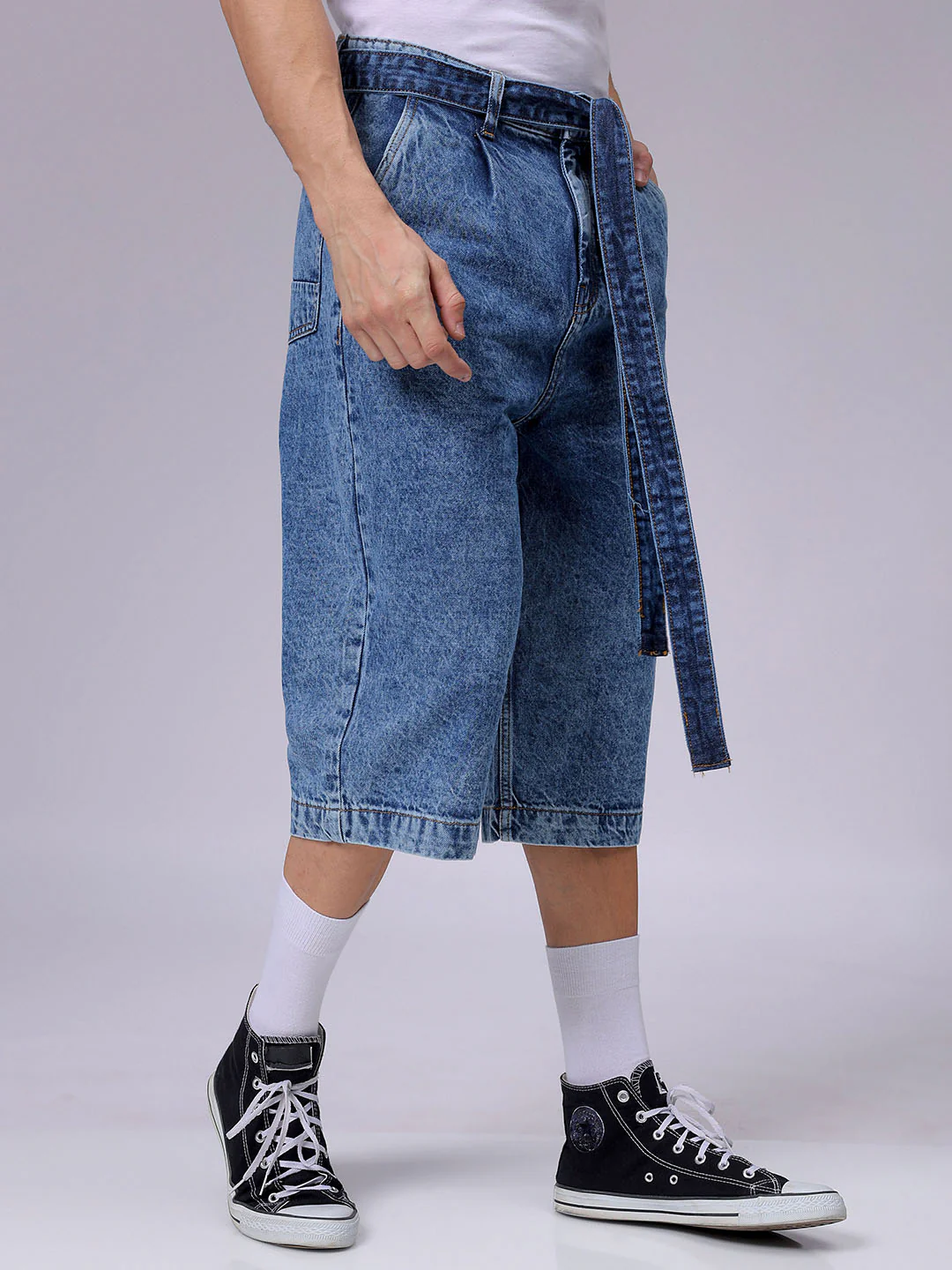 Men's Blue Loose Fit Solid Casual Jeans - Image 3